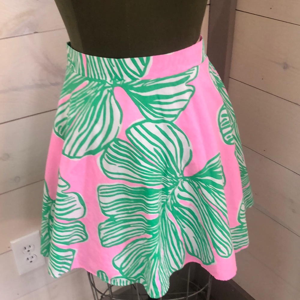Pink and Green Floral Skirt